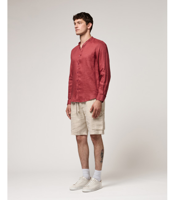 Mandarin collar linen shirt