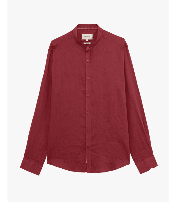 Mandarin collar linen shirt