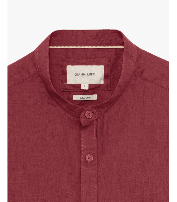 Mandarin collar linen shirt