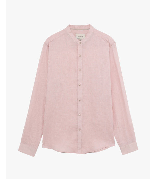 Mandarin collar linen shirt