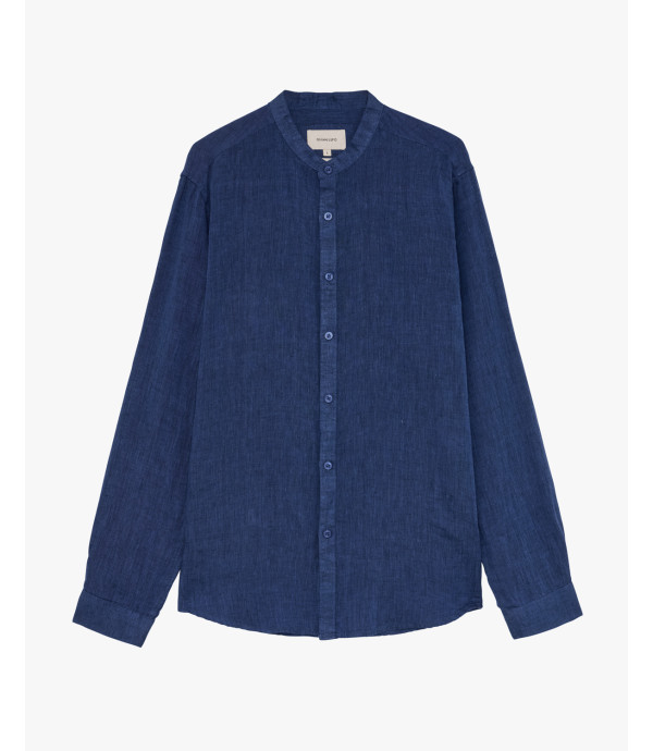 Mandarin collar premium linen shirt