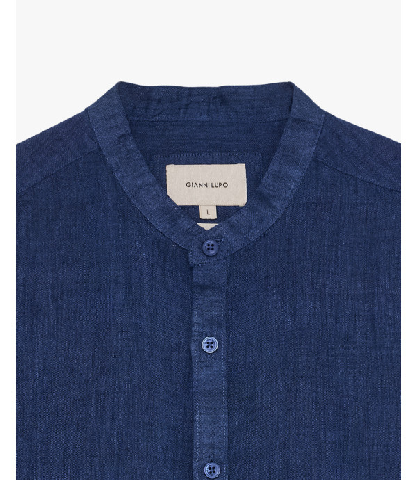 Mandarin collar premium linen shirt