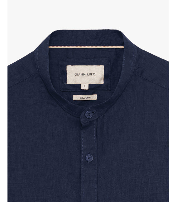Mandarin collar linen shirt