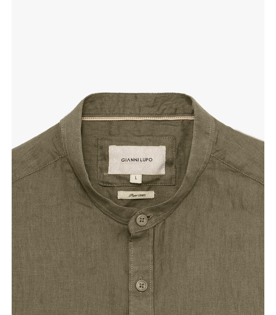 Mandarin collar linen shirt