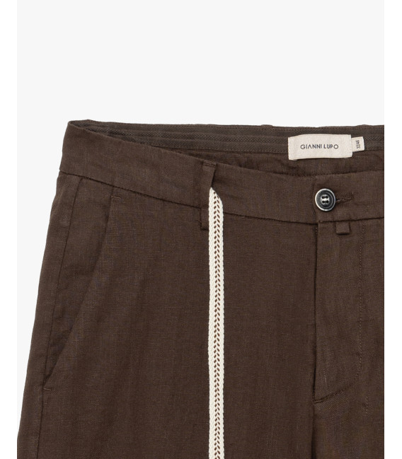 Linen shorts with drawstring