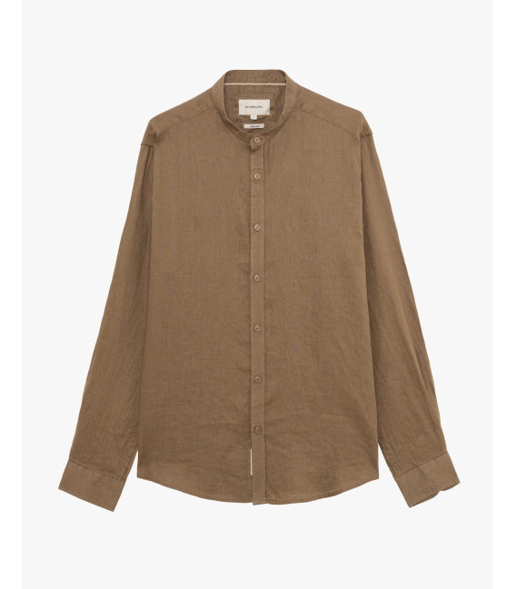 Mandarin collar linen shirt