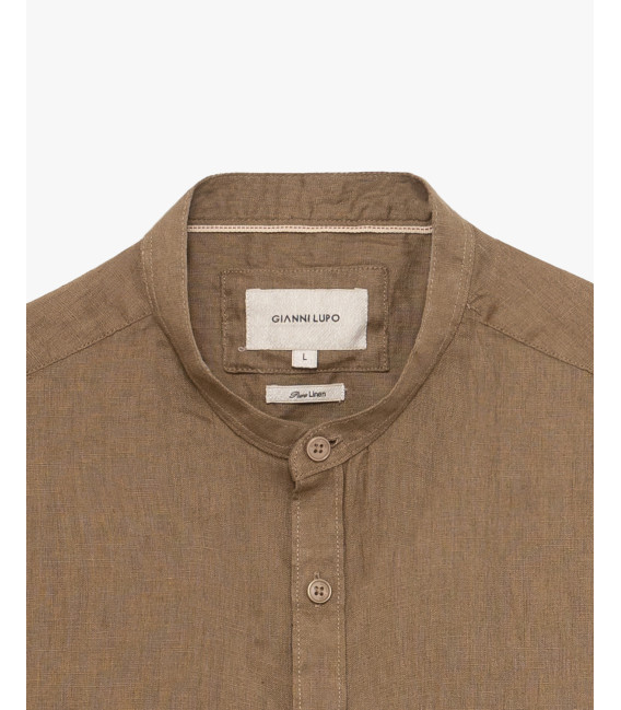 Mandarin collar linen shirt