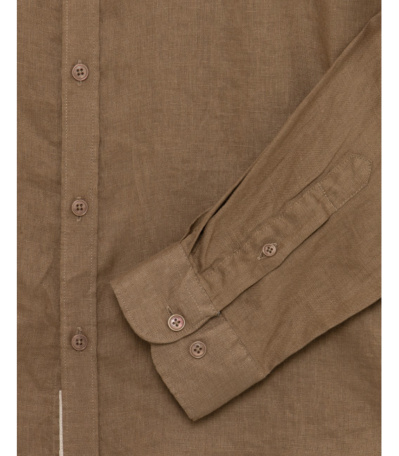 Mandarin collar linen shirt