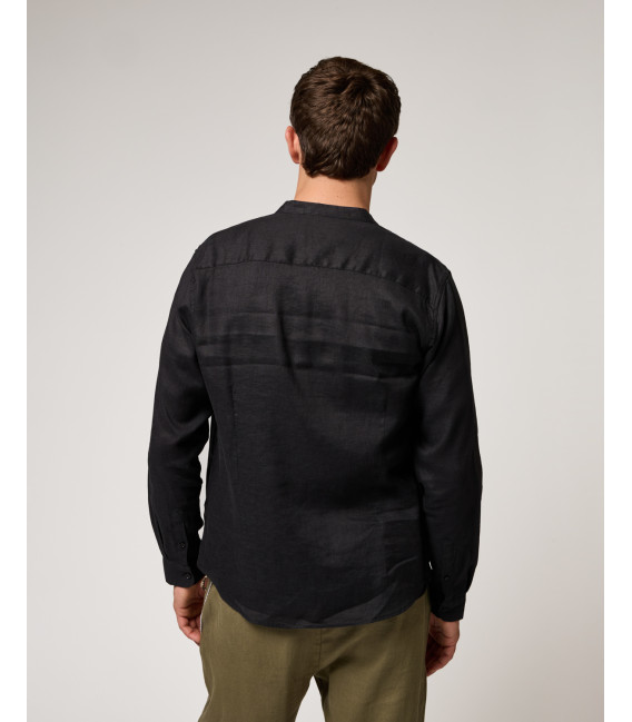 Mandarin collar linen shirt