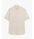 Mandarin collar linen short sleeve shirt