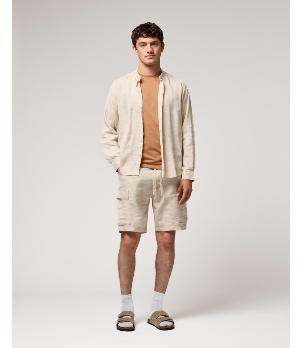 Mandarin collar linen shirt