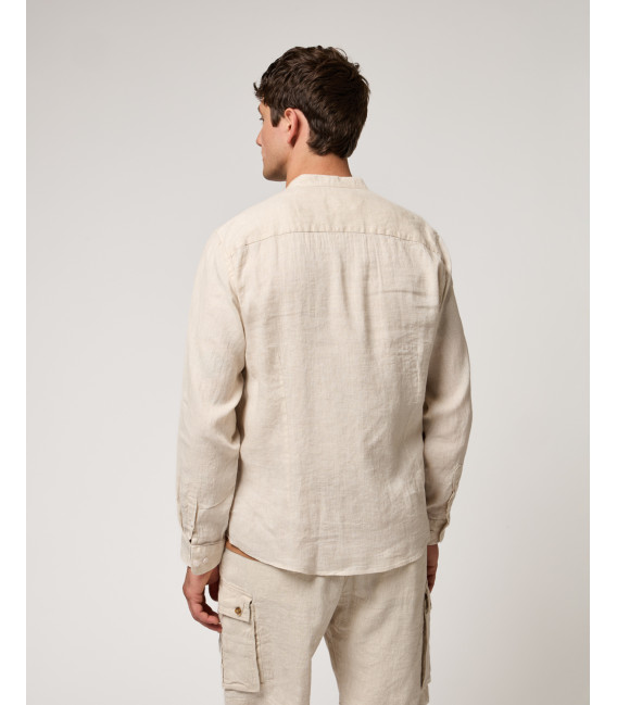 Mandarin collar linen shirt