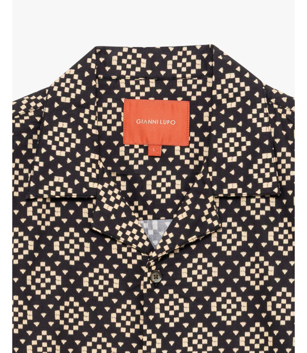 Short-sleeve geometric-pattern shirt