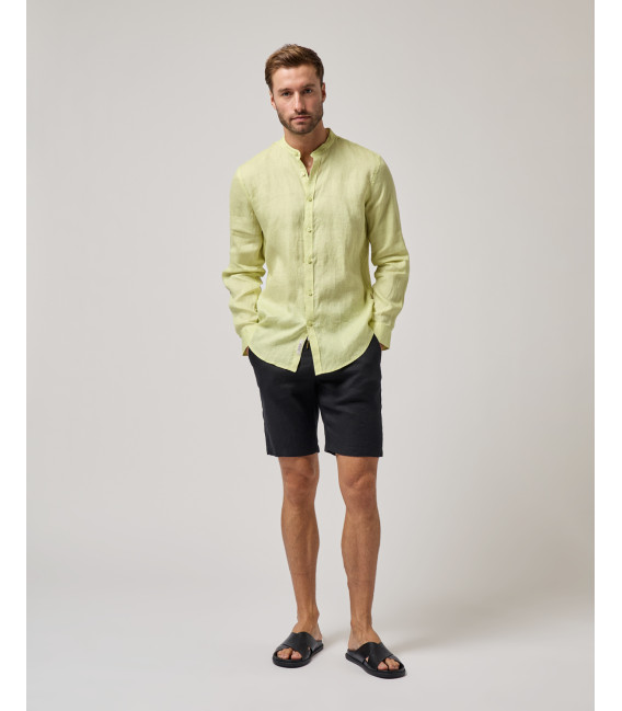 Mandarin collar linen shirt