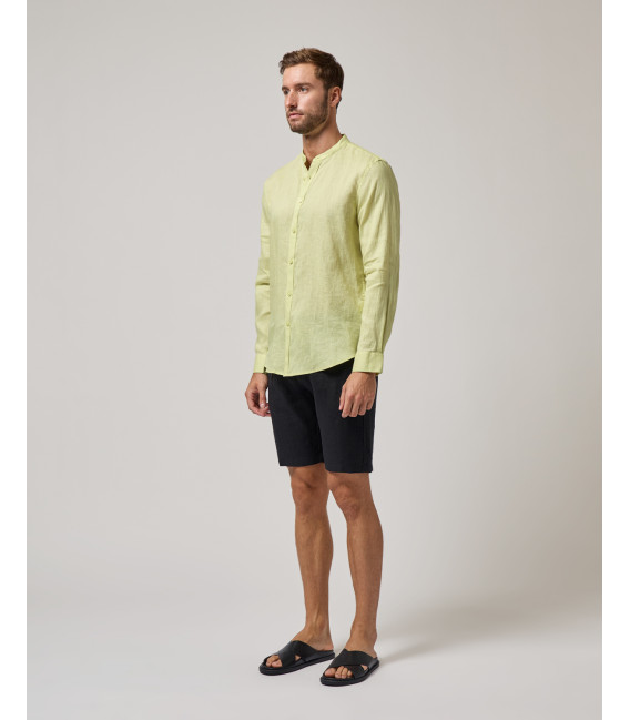 Mandarin collar linen shirt