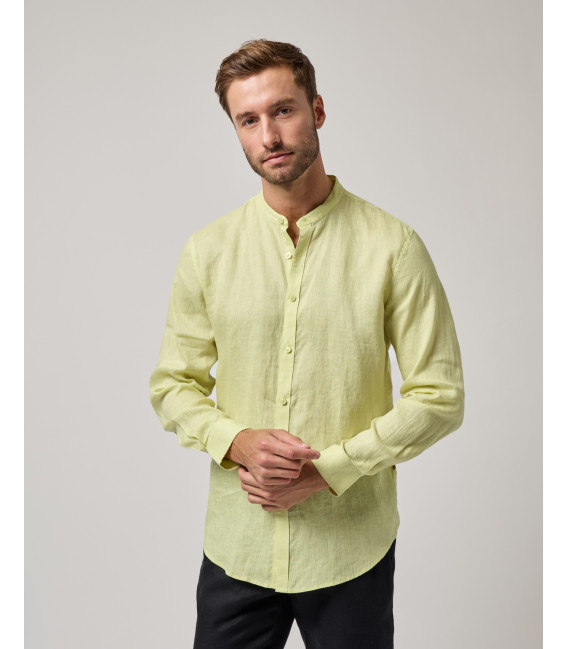 Mandarin collar linen shirt
