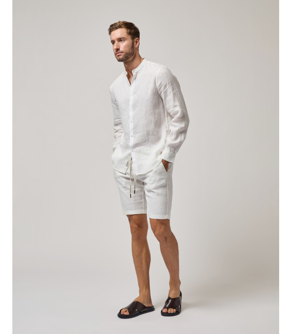 Mandarin collar linen shirt