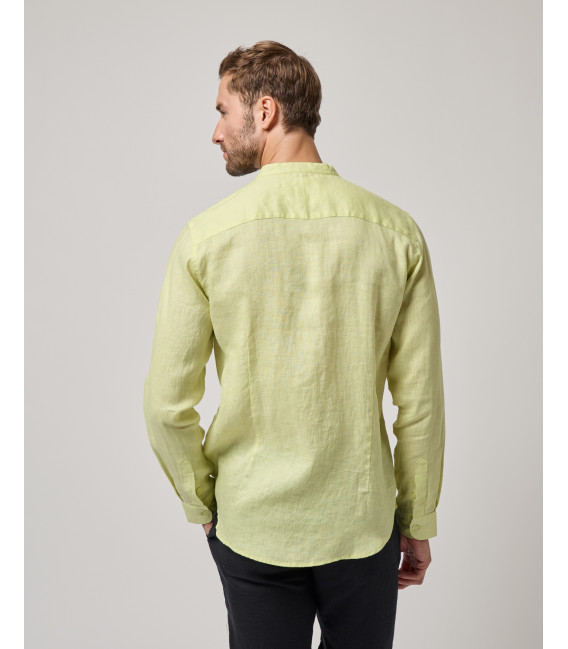 Mandarin collar linen shirt