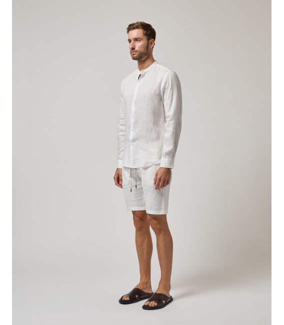 Mandarin collar linen shirt