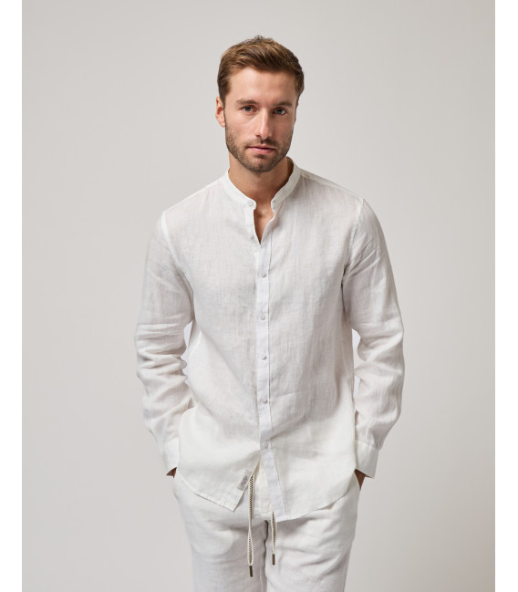 Mandarin collar linen shirt