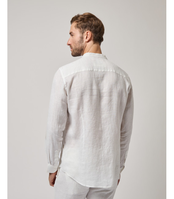 Mandarin collar linen shirt