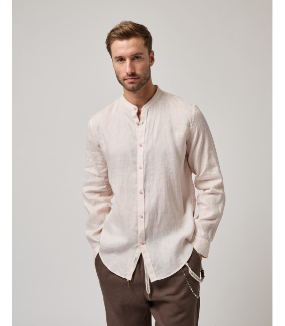 Mandarin collar linen shirt