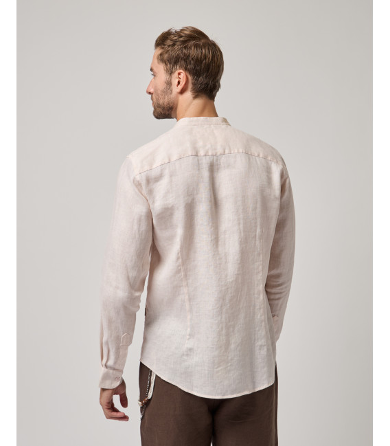Mandarin collar linen shirt