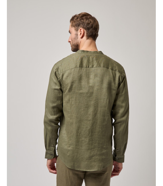 Mandarin collar linen shirt