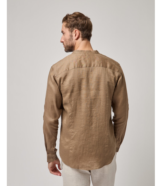 Mandarin collar linen shirt