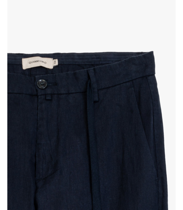 Linen trousers with drawstring