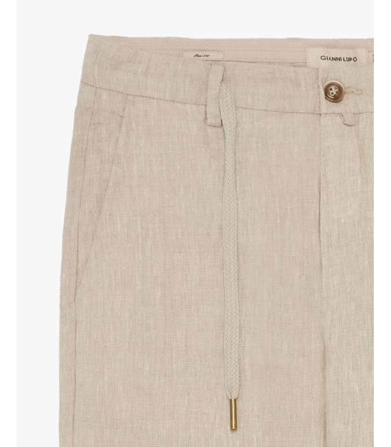 Linen trousers with drawstring