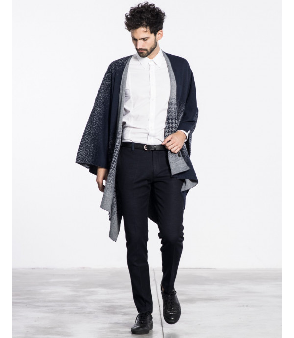 Poncho In Fading Pied De Poule Pattern