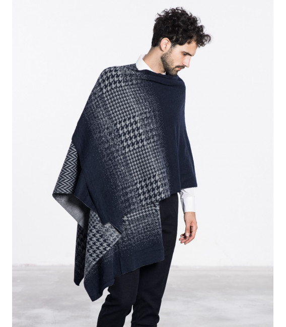 Poncho In Fading Pied De Poule Pattern