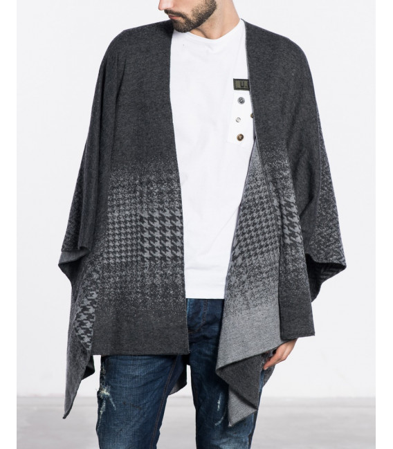 Poncho In Fading Pied De Poule Pattern