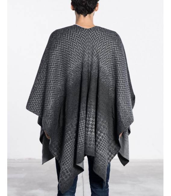 Poncho In Fading Pied De Poule Pattern