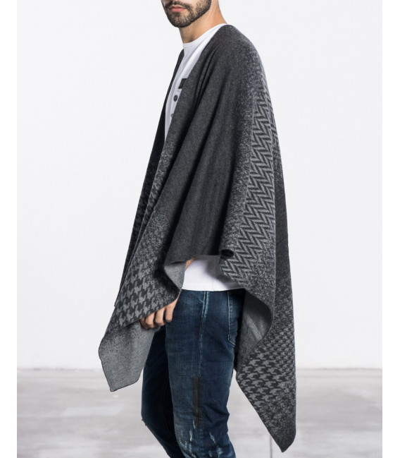 Poncho In Fading Pied De Poule Pattern