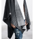 Poncho In Fading Pied De Poule Pattern