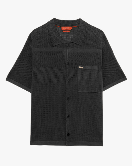 Camicia manica corta in maglia traforata