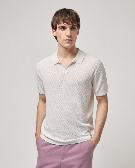 T-shirt polo in maglia con pattern in rilievo