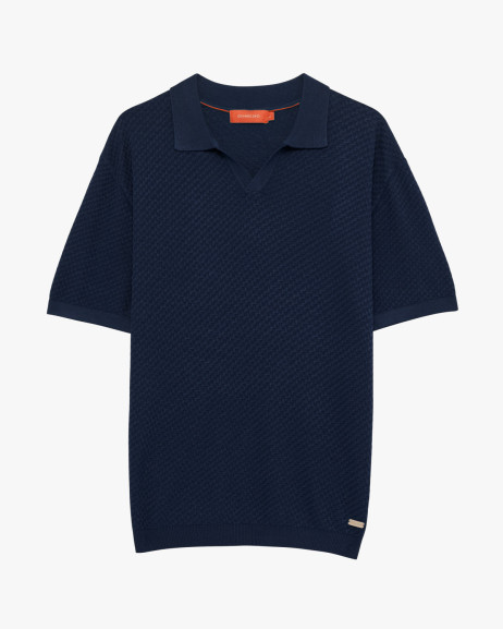 T-shirt polo in maglia con pattern in rilievo