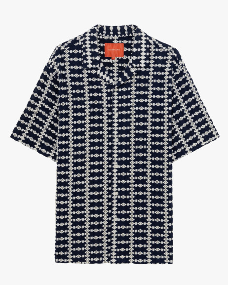Camicia maniche corte con fantasia ricamata