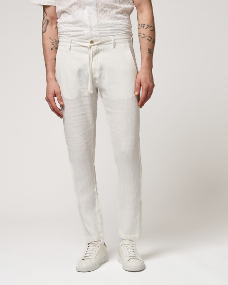 Pantalone in lino con laccio
