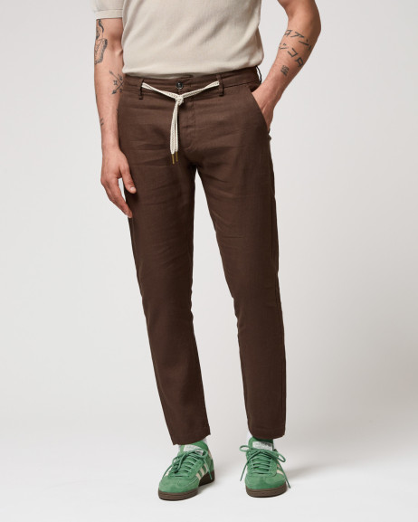 Pantalone in lino con laccio