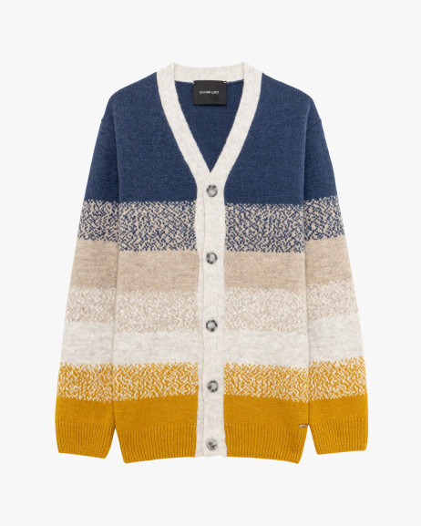 Cardigan multicolor con motivo jacquard Gianni Lupo