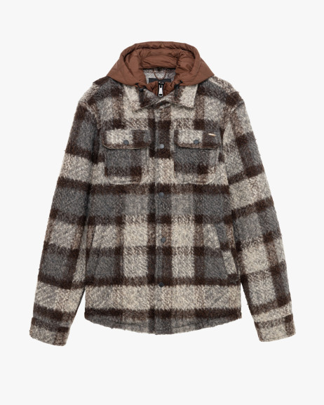 Overshirt a quadri in tessuto boucle Gianni Lupo